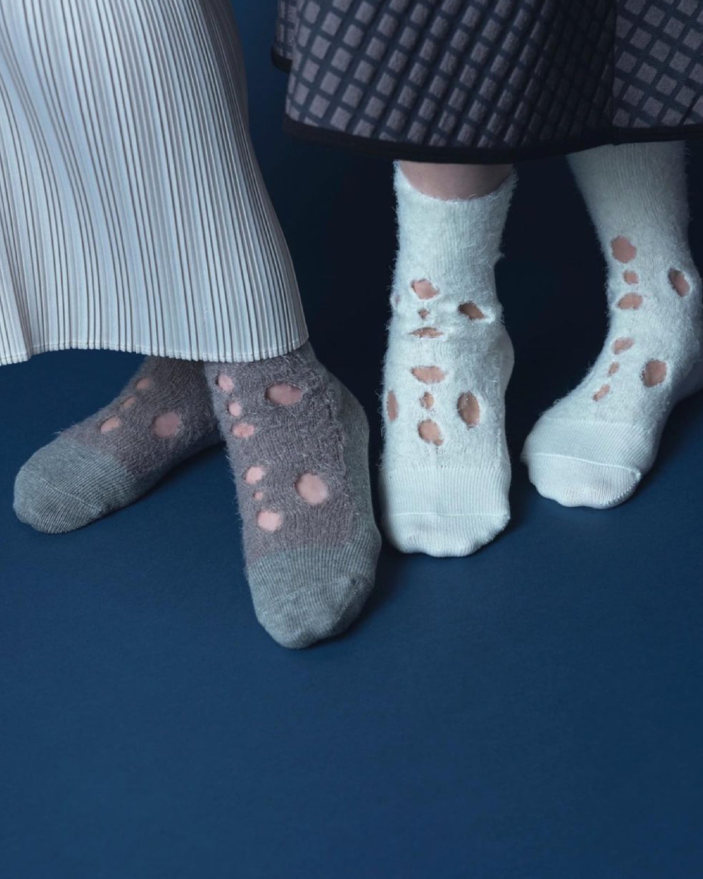 Fur Flower Socks - Ivory