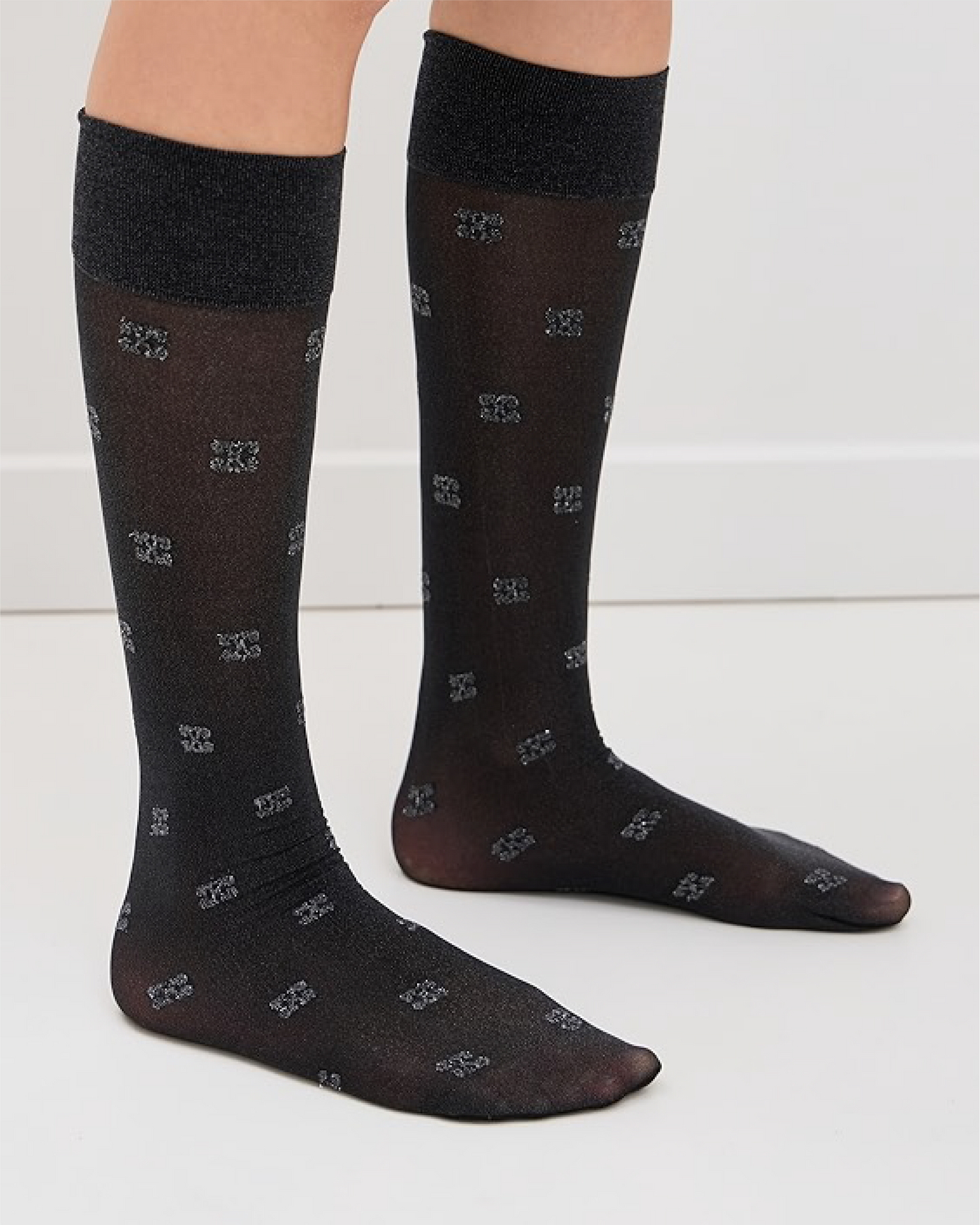 Glitter Butterfly Lace Socks - Black