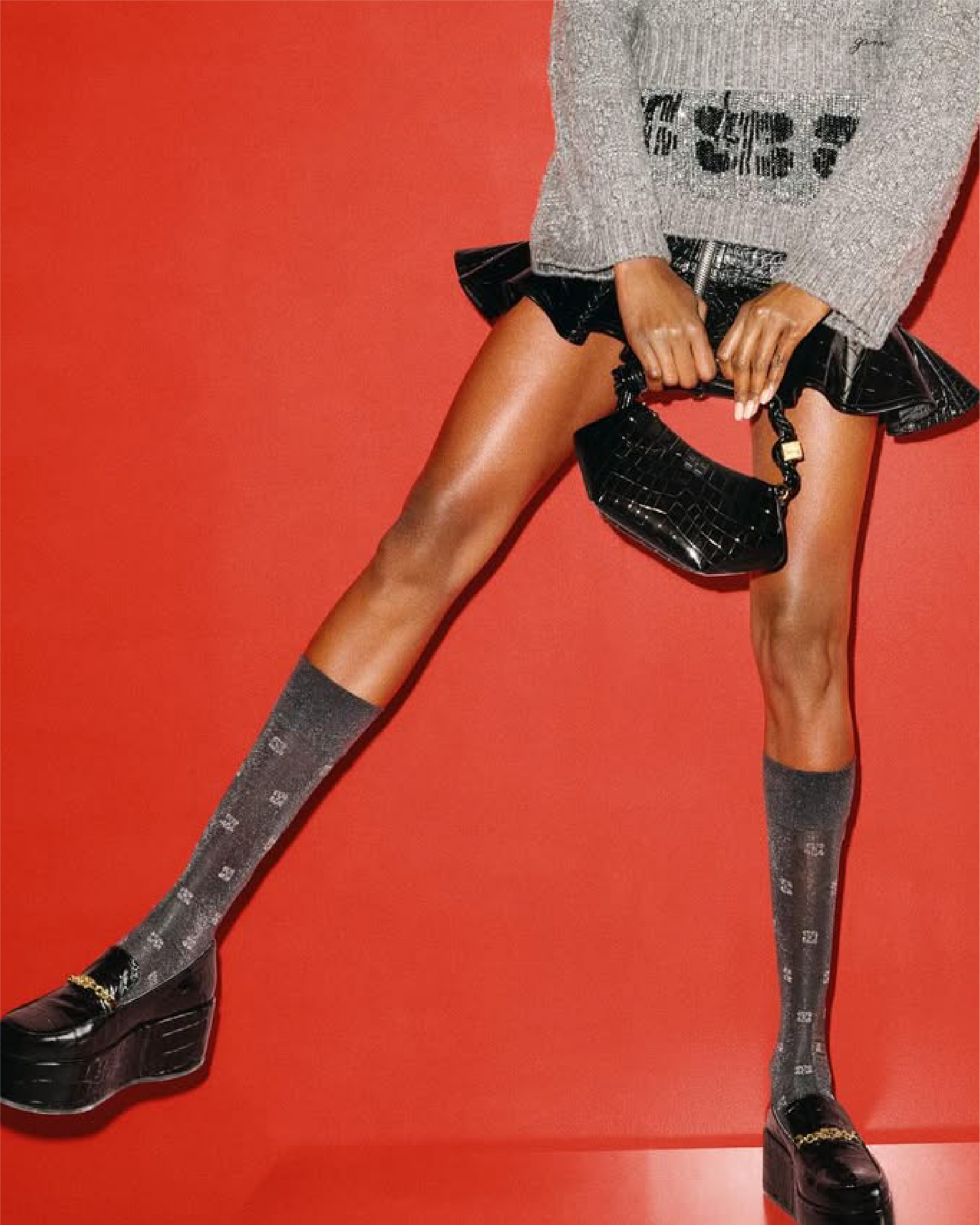 Glitter Butterfly Lace Socks - Black