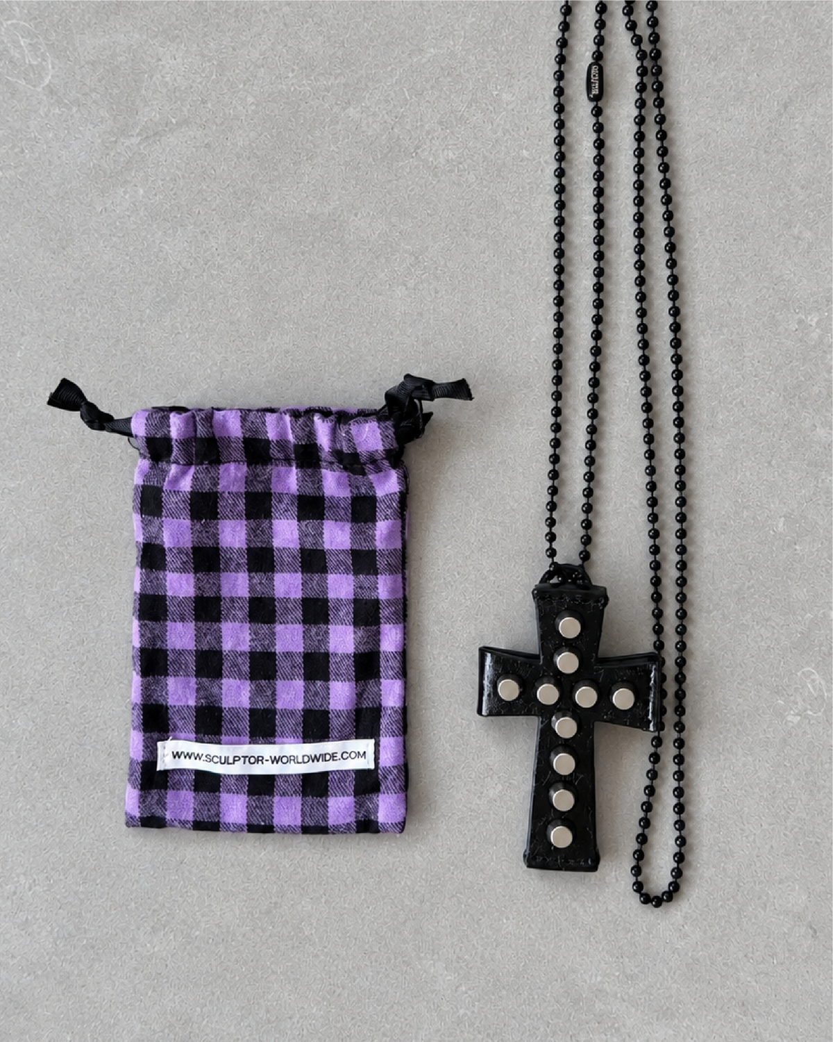 Cross Stud Strap Wallet - Black