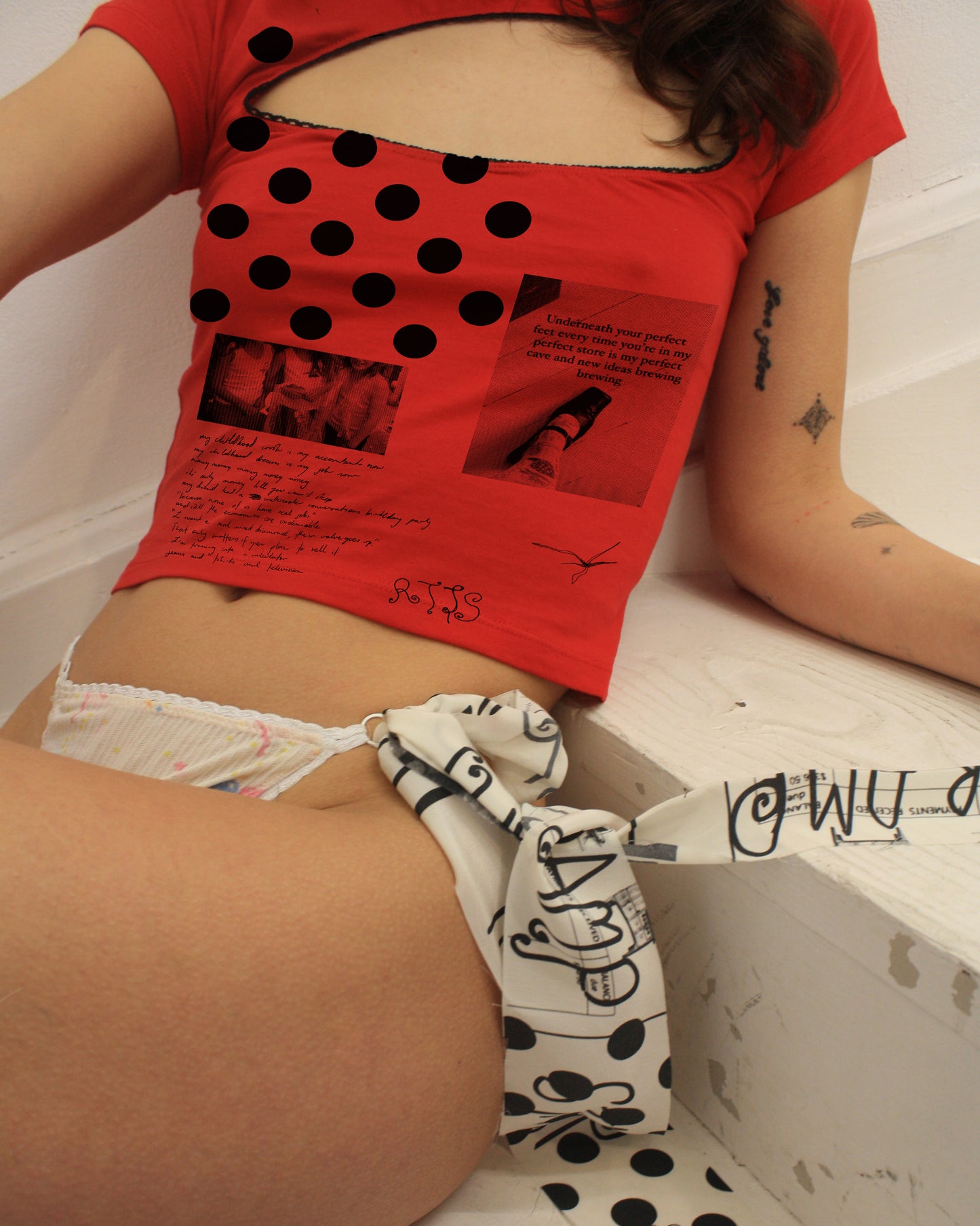 Logo Removal Baby Tee - Red