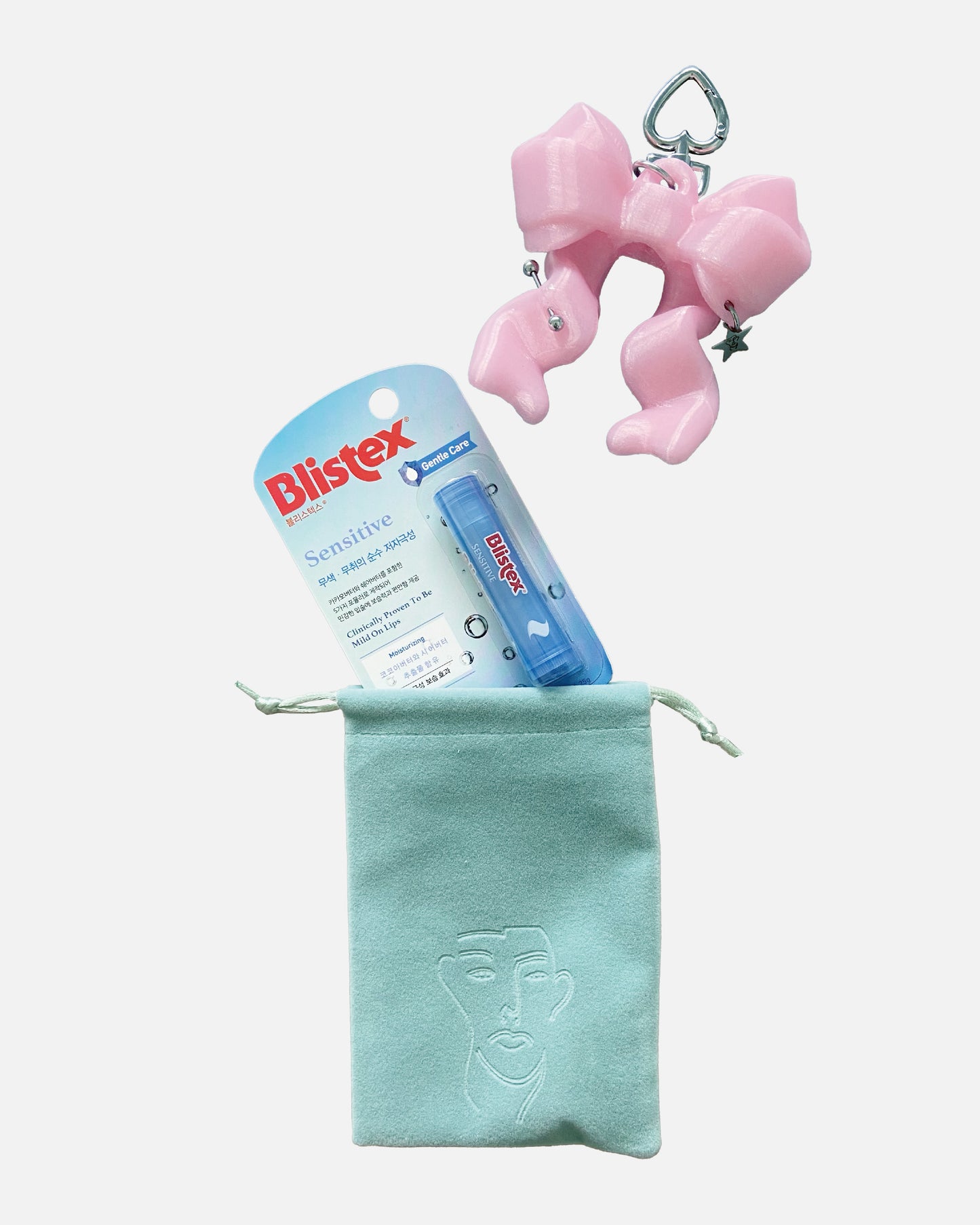 Ribbon Balm Keychain - Clear Pink
