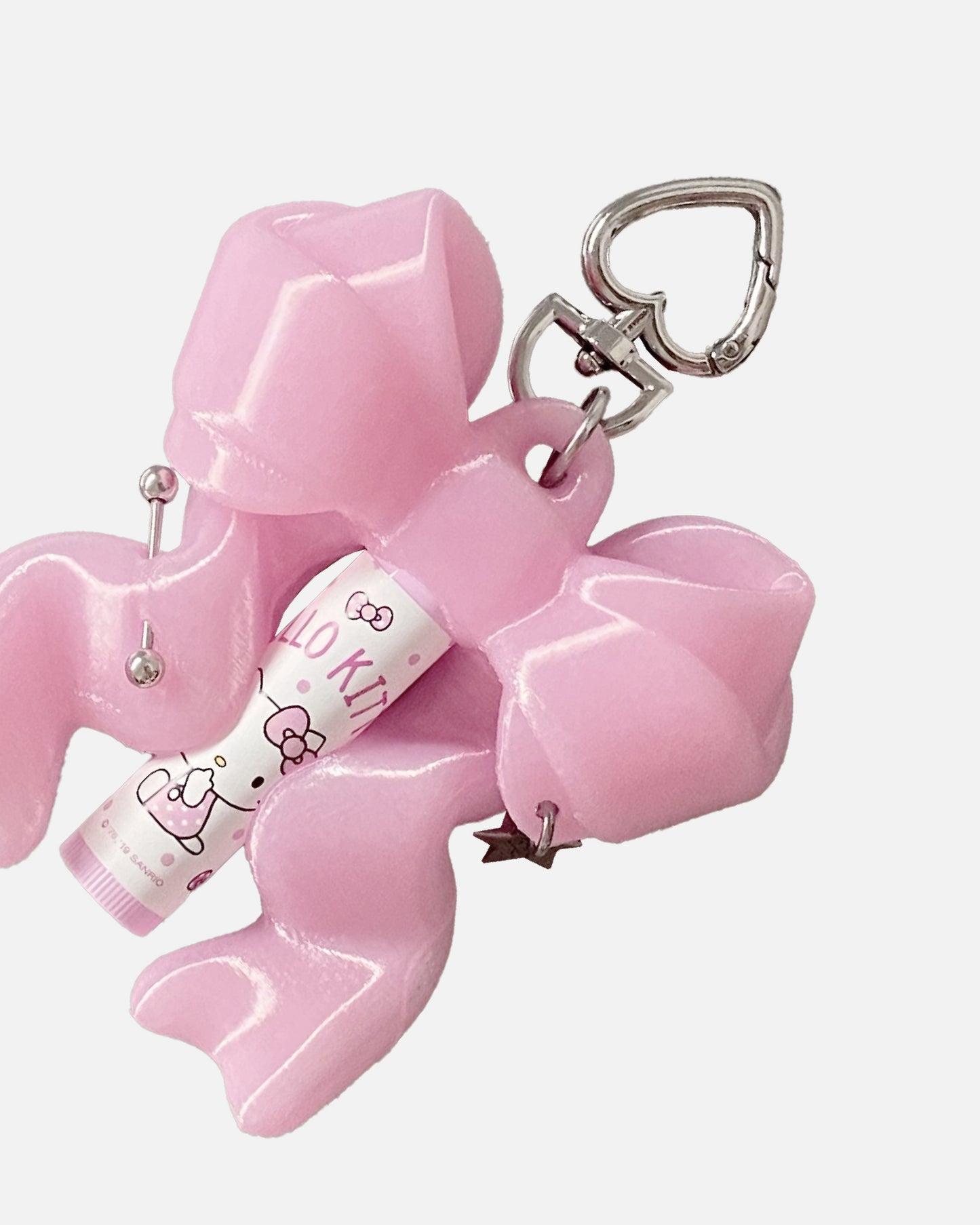 Ribbon Balm Keychain - Clear Pink