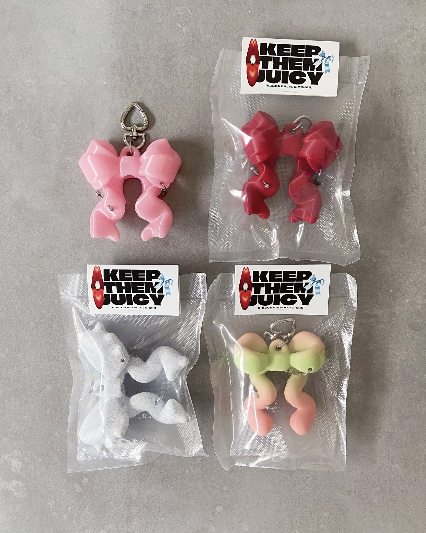 Ribbon Balm Keychain - Strawberry Matcha