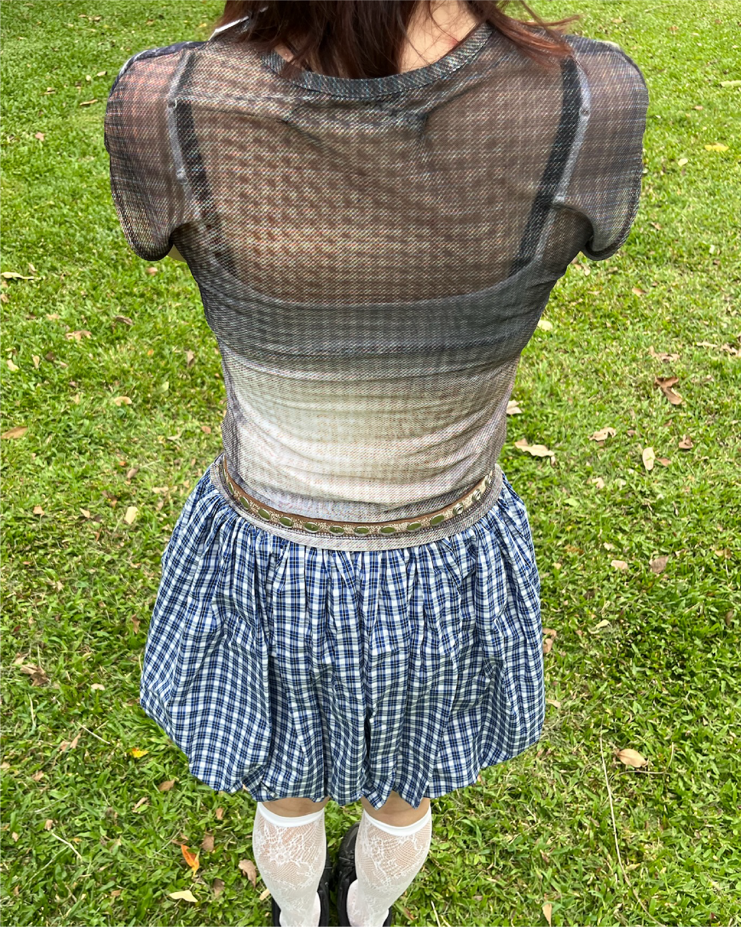 Dark Tartan Mesh Tee