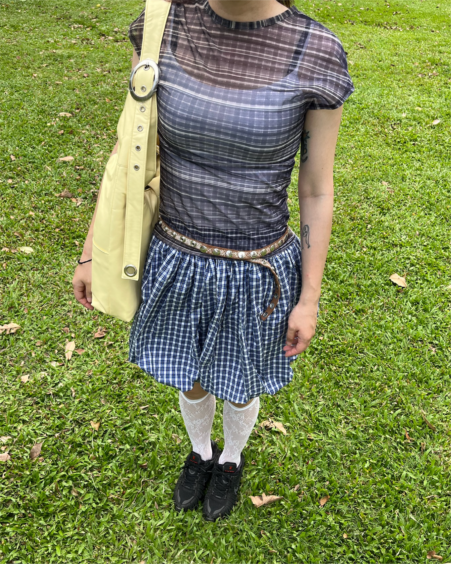 Dark Tartan Mesh Tee