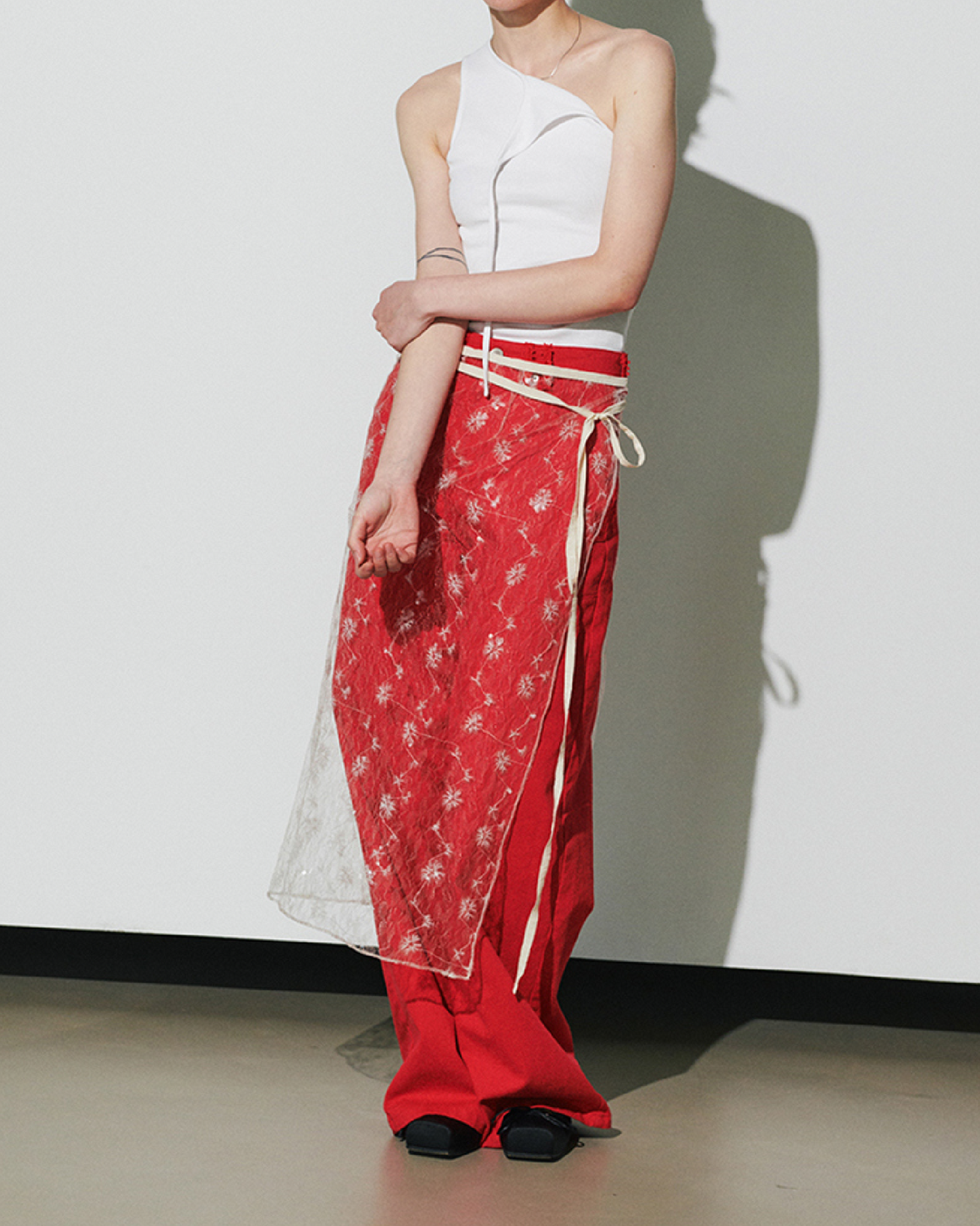 Sequin Layered Skirt - Ivory