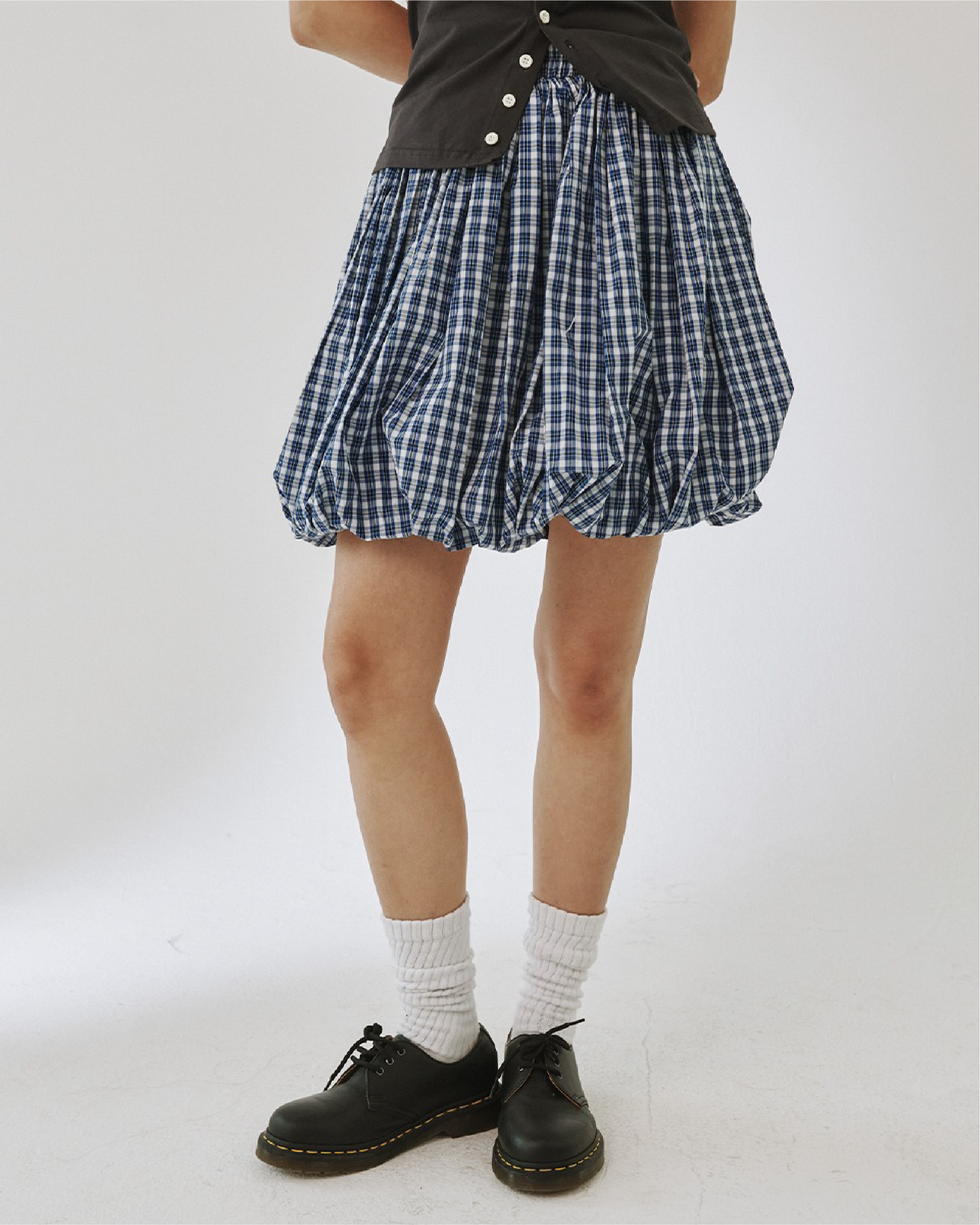 Ballon Skirt - Blue Check
