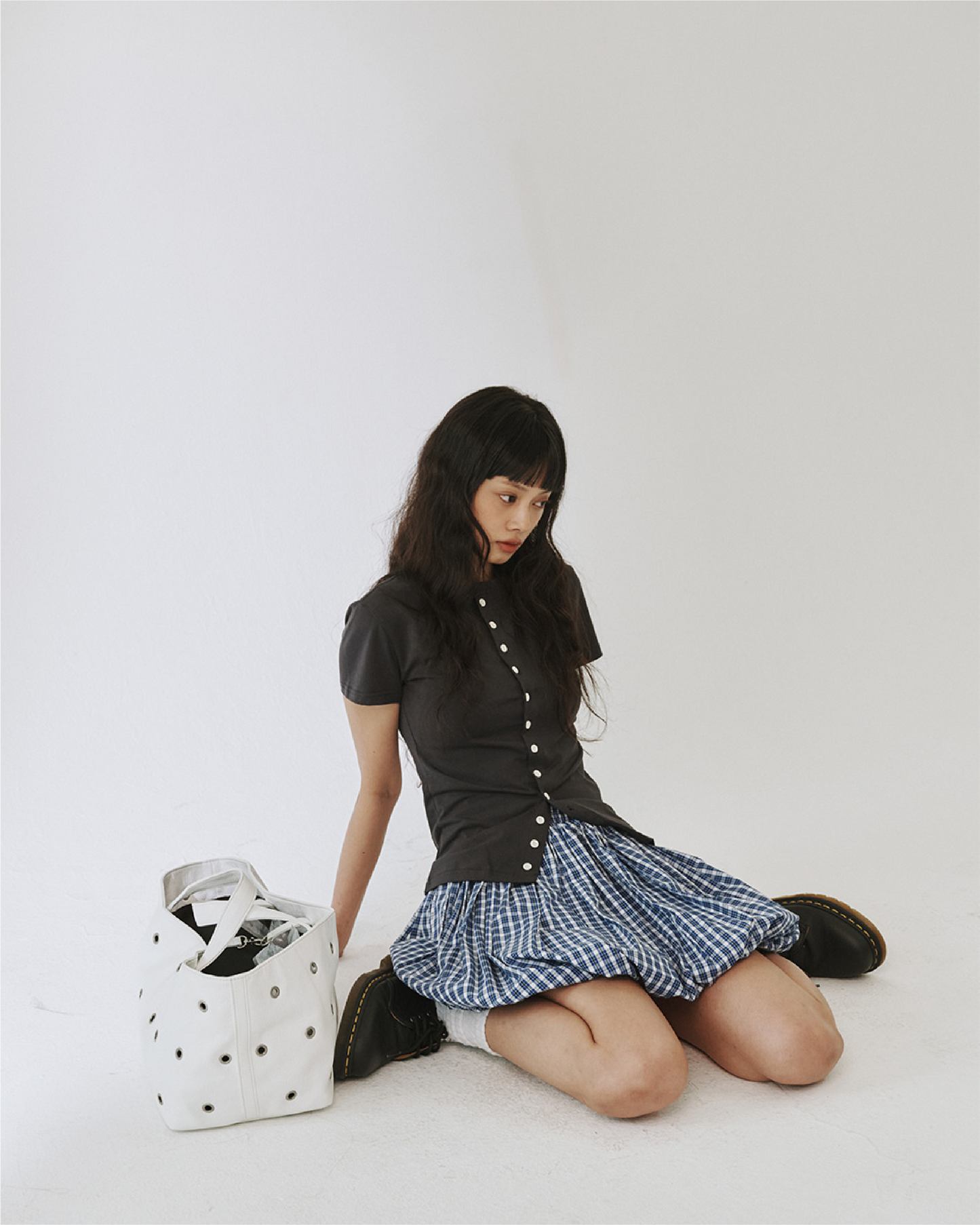 Ballon Skirt - Blue Check
