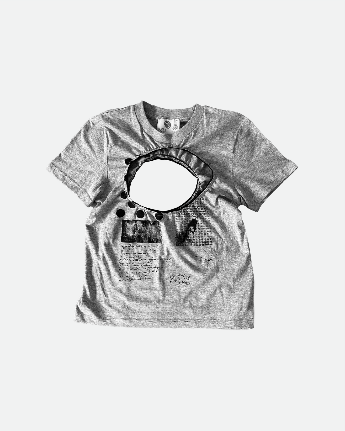 Logo Removal Baby Tee - Grey
