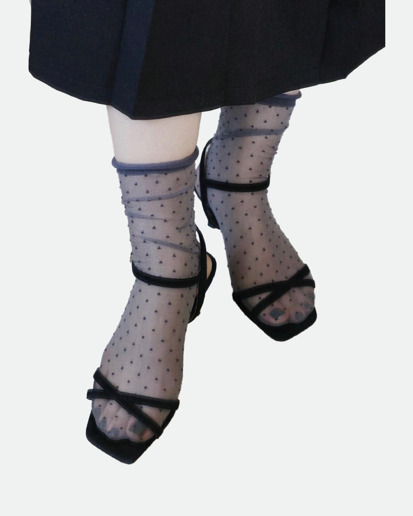 Tulle Pin Dot socks - Charcoal Gray
