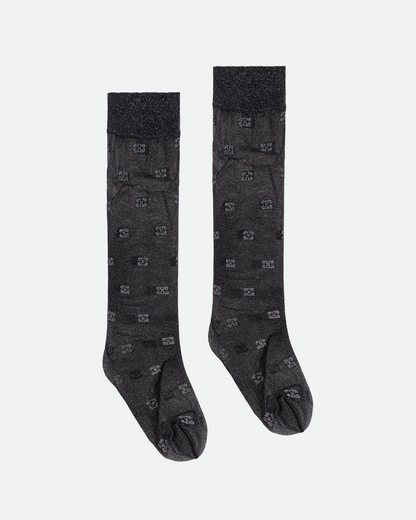 Glitter Butterfly Lace Socks - Black