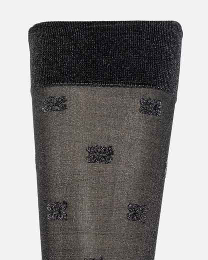 Glitter Butterfly Lace Socks - Black
