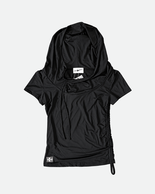Valeria Hoodie Top - Black