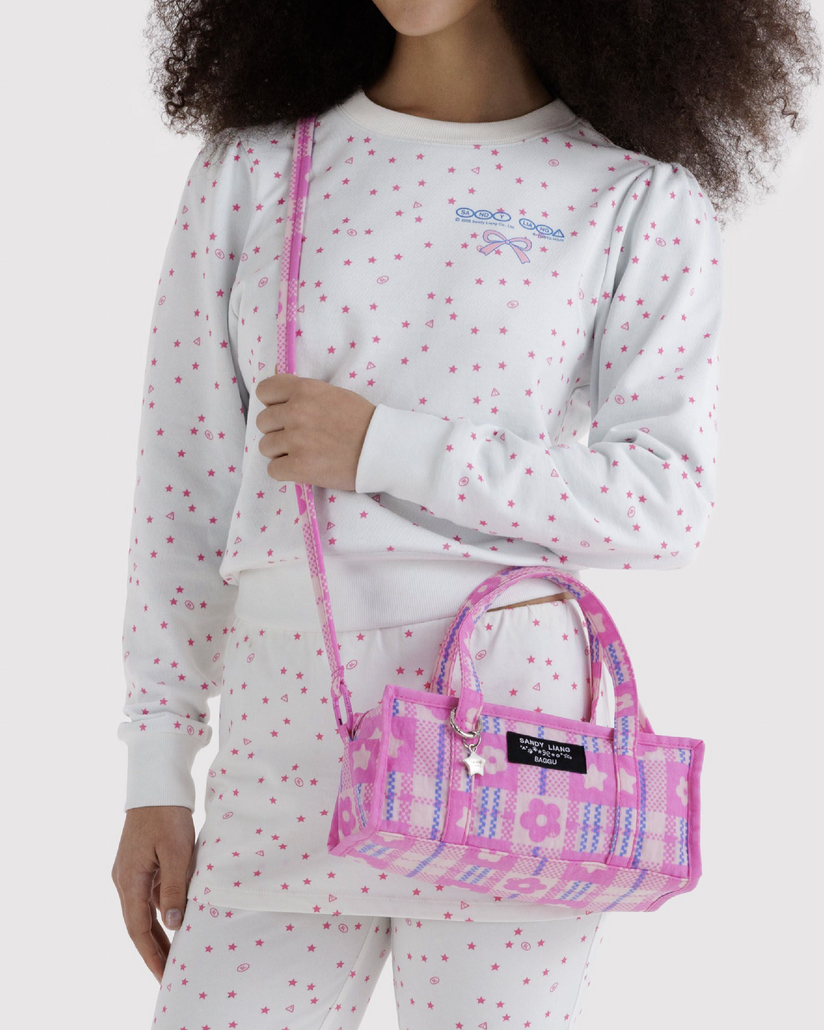 Mini Nylon Market Bag - Plaid Pink