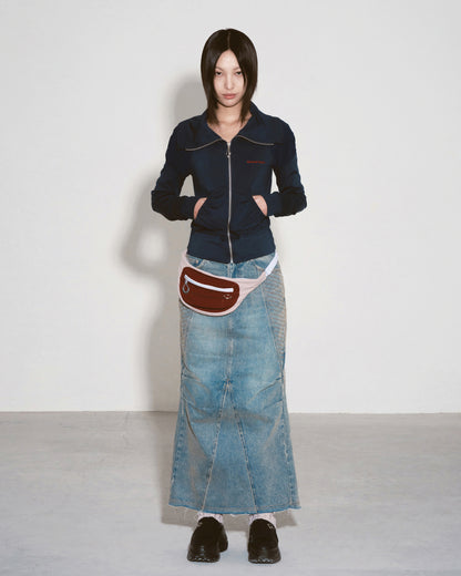 Rhombus Bum Bag - Beige Burgundy