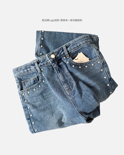 SS Studded Washed Jeans - Blue