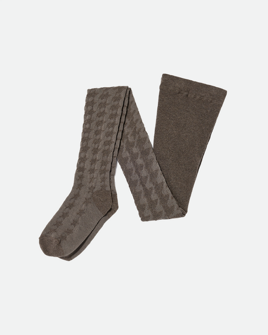 Hound's Tooth Star Tights, Brown