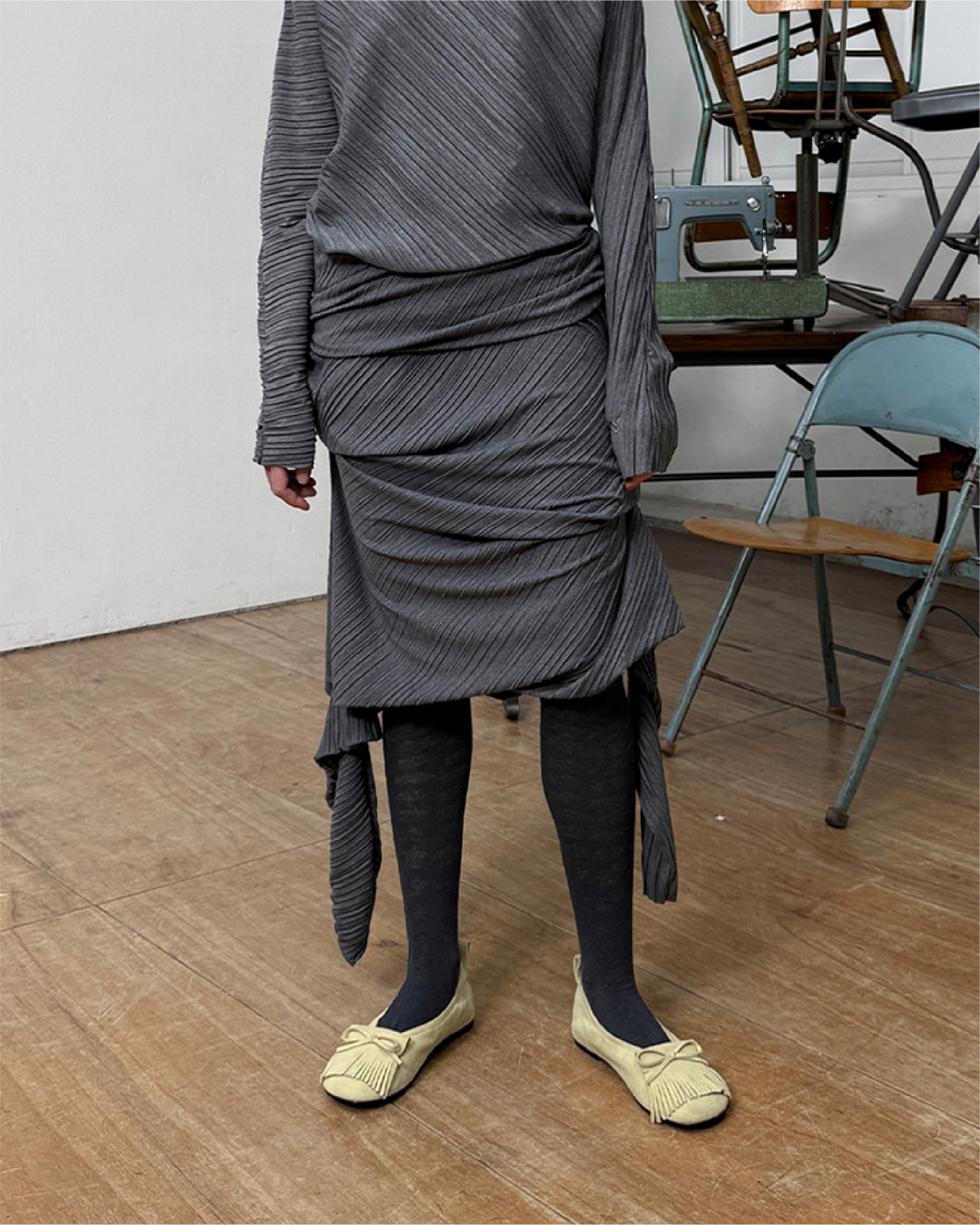 Hound's Tooth Star Tights - Charcoal