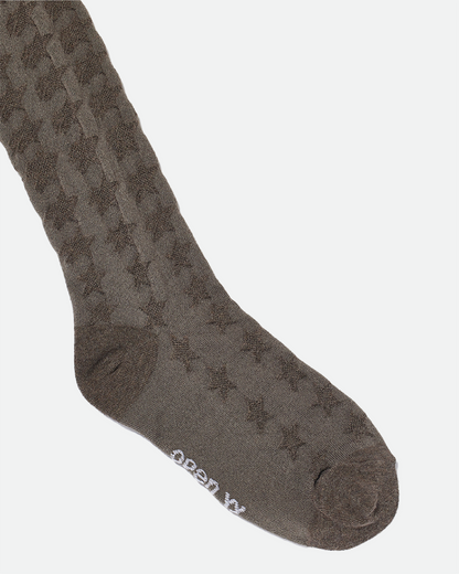 Hound's Tooth Star Tights, Brown