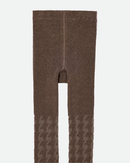 Hound's Tooth Star Tights, Brown