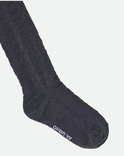 Hound's Tooth Star Tights - Charcoal