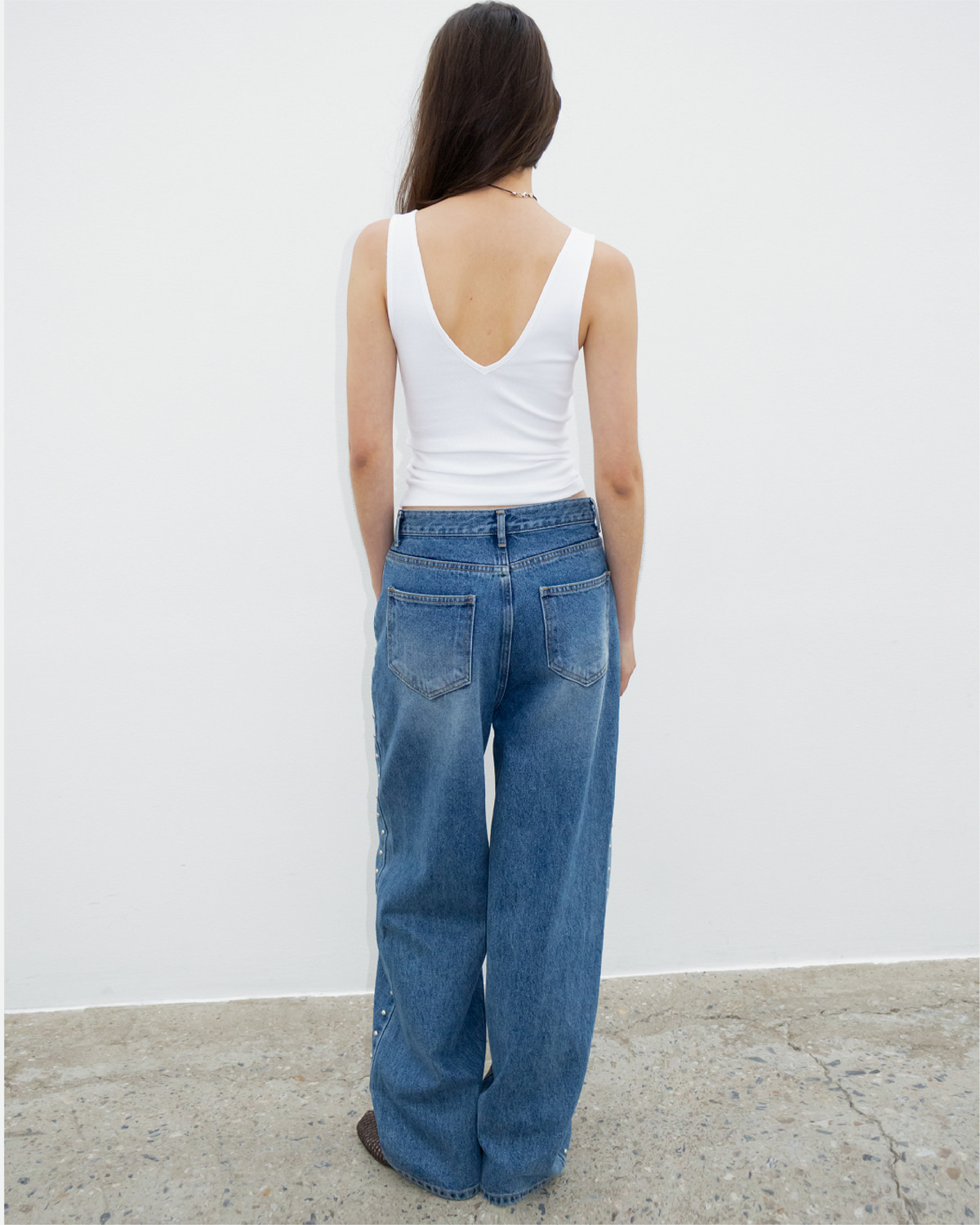 SS Studded Washed Jeans - Blue