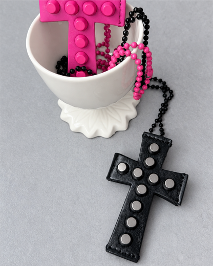 Cross Stud Strap Wallet - Black