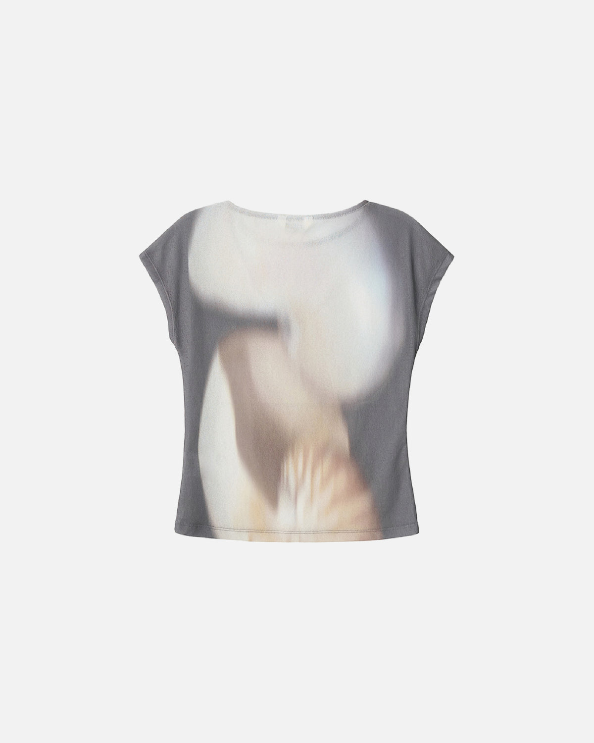 Print Cap Sleeve Top - Charcoal