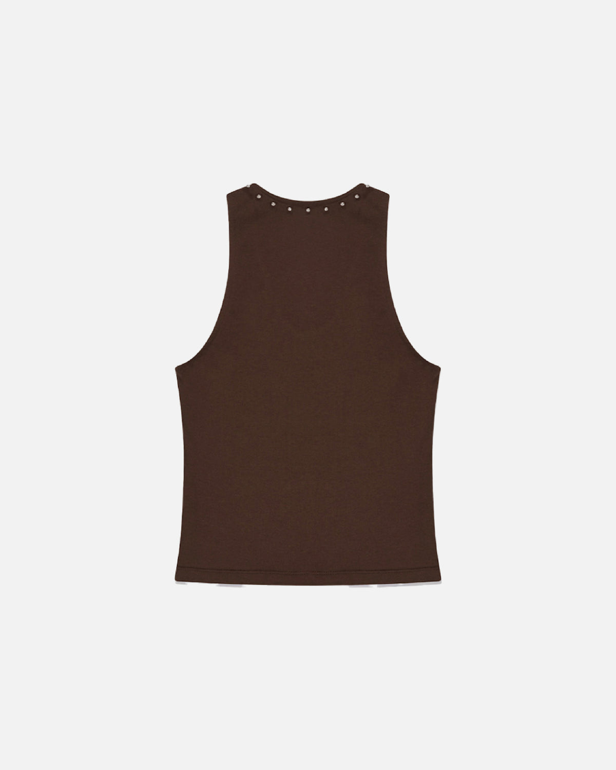 Stud U Neck Tank Top - Brown