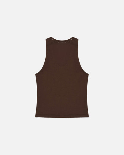 Stud U Neck Tank Top - Brown