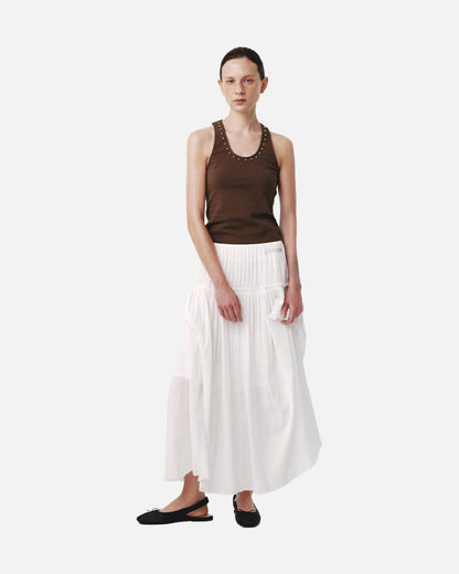 Stud U Neck Tank Top - Brown