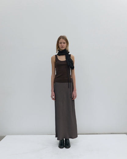 Side Button Detail Sleeveless Top - Dark Brown