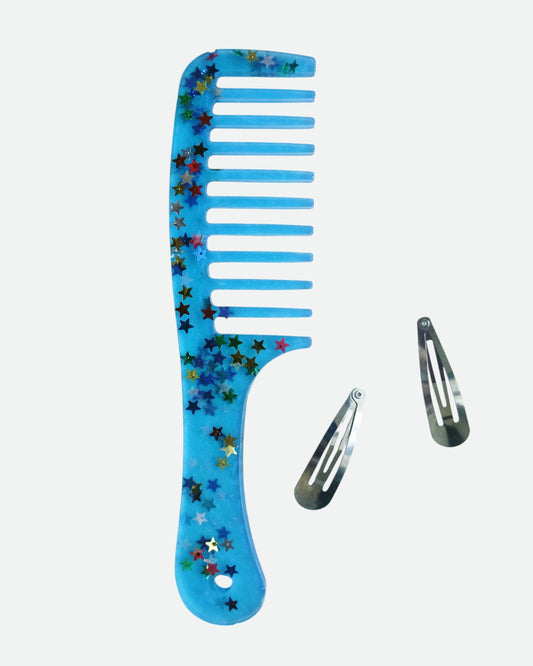 Slush Puppy Wide Tooth Glitter Comb - Blue