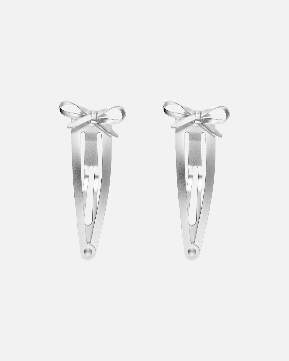 Ribbon Hair Clip - Matte Silver